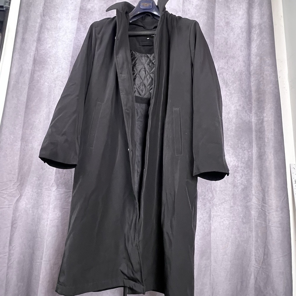 Viero Richi Men's Long Rain Overcoat Hooded Lined Black Size 42R - Picture 2 of 16